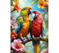 QINRUBB 5D DIY Parrots Diamond Painting Kits, Full Drill Lovers Diamond Art Painting Kits for Adults Beginners, DIY 5D Flowers Painting by Numbers Diamond Art Kits for Home Fashion Decor 30x40cm