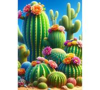 QINRUBB DIY Cactus Diamond Art Kit for Adults Beginners, Full Drill Cacti Desert Diamond Painting Kits, 5D Plants Flowers Painting by Numbers DIY Craft Kits for Home Wall Decor 12x16 inch