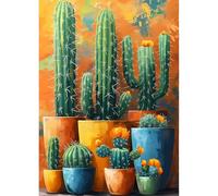 QINRUBB DIY Cactus Diamond Art Kit for Adults Beginners, Full Drill Plant Pots Diamond Painting Kits, 5D Flowers Painting by Numbers DIY Craft Kits for Home Wall Decor 12x16 inch