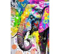 QINRUBB DIY Colorful Elephant Diamond Painting Kits, Full Drill Elephant Diamond Art Kit for Adults Beginners, 5D Painting by Numbers Cross Stitch DIY Craft Kits for Home Wall Decor 12x16 inch