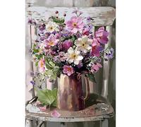 QINRUBB DIY Colorful Flowers Diamond Painting Kits, Full Drill Stool Diamond Art Painting Kits for Adults Beginners, DIY 5D Vintage Painting by Numbers Diamond Art Kits for Home Decor 30x40cm