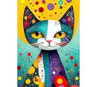 QINRUBB DIY Colourful Cat Diamond Art Kit for Adults Beginners, Full Drill Cartoon Cat Diamond Painting Kits, 5D Cute Kitten Painting by Numbers DIY Craft Kits for Home Wall Decor 12x16 inch