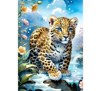 QINRUBB DIY Leopard Diamond Painting Kits, Full Drill Leopard Diamond Art Painting Kits for Adults Beginners, DIY 5D Dreamland Painting by Numbers Flowers Diamond Art Kits for Home Decor 30x40cm