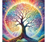QINRUBB DIY Tree of Life Diamond Painting Kits, Full Drill Rainbow Diamond Art Painting Kits for Adults Beginners, DIY 5D Tree Painting by Numbers Fantasy Diamond Art Kits for Home Decor 12x12inch