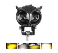 QINSHU luce Moto Assemblea Faretti Universali Moto 32W Led 3000lm Lampada Motocicletta Stroboscopica Gialla Bianca Gufo(1Pc Yellow White)