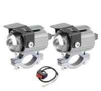 QINSHU luce Moto Assemblea Fari Moto A LED 32W Lampada Stroboscopica Forma Gufo Bianco Giallo 3000 Lm Quattro Modalità 9-85 V Per Fari Universali(2 Black with switch)