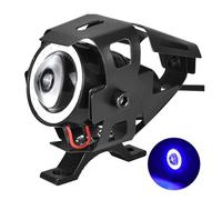 QINSHU luce Moto Assemblea Faro Motociclo Universale 12V 1200LM Angel Eyes U7 Per Mini Moto Faretti Lampada Per Bicicletta Accessori 125W LED Ausiliario(Blue with switch)