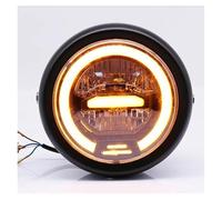 QINSHU luce Moto Assemblea Lampada Lampeggiante Retrò A LED Da 5,75 "per Moto, Faro Lontano Vicino Per CG125(AMBER)