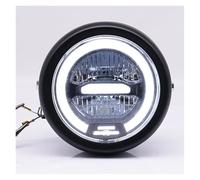 QINSHU luce Moto Assemblea Lampada Lampeggiante Retrò A LED Da 5,75 "per Moto, Faro Lontano Vicino Per CG125(Warm White)