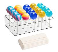 Qinsky Supporto per Lecca-Lecca,20 Fori Trasparenti Lollipop Stand Lollipop Holder Cake Pops Stand Con 100 Bastoncini di Carta per Halloween Matrimoni Natale Festa