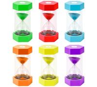 Qintora 6 pezzi Clessidra Set, Set Clessidra Sabbia Colorata,Timer a Clessidra,1/3/5/10/15/30 Minuti, per Casa, Cucina,Gli Sport e i Giochi e Ufficio Timer
