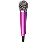 Qintreesify Mini microfono a condensatore da 3,5 mm rosso rosa con microfono a condensatore per telefono karaoke con supporto per canto Attrezzatura per microfono Mini microfono portatile per telefono