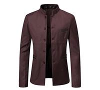 Qinvern Giacca da uomo in tinta unita con colletto alla coreana, temperamento sottile, comoda e versatile, giacca casual per tutti i giorni XL