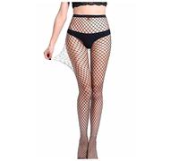 QINYUML Calze A Rete Donna Sexy Lingerie Erotico Donne Strass Strass Calze in Pizzo Top Coscia Calze Abbigliamento Femminile Signore Signore Mesh a Rete Pantyhose a Rete Calze A Rete(Black Style L)