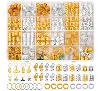 Qinzave 292 gioielli per capelli per trecce, ciondoli per capelli in oro e argento per treccia, gioielli Loc per capelli accessori per Dreadlock decorazioni per capelli per uomini donne ragazze