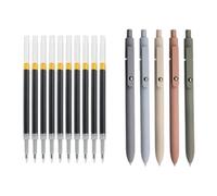 QINZITAO 5 penne gel retrattili con 10 ricariche, ad asciugatura rapida, punta da 0,42 mm, per scrivere appunti, prendere appunti e diari