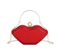 QINZITAO Borsa a tracolla scintillante modellata a labbro scintillante della borsa del partito per la sostanza permanente del poliestere di sera delle donne