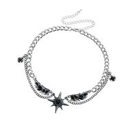 QINZITAO Collana con ali stellate, elegante gioiello da donna, in lega, con ciondolo a forma di clavicola, perfetto per lei