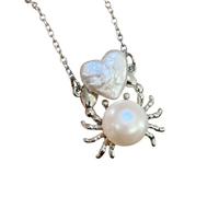 QINZITAO Collana con ciondolo a forma di pesce con perle naturali ornata con zirconi brillanti per donne gioielli da indossare tutti i giorni