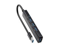 QINZITAO Hub USB 3.0 a 5 porte, estensore USB splitter USB con porta dati di alimentazione USB C da 5 V, prolunga USB per computer portatile, PC, auto