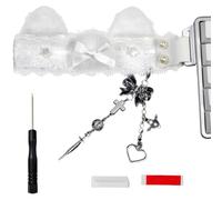 QINZITAO La decorazione molle di Keyset del nastro del pizzo del tessuto con gli incantesimi d'attaccatura per il computer individualizzato organizza