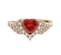 QINZITAO Pratici anelli di apertura regolabili scintillanti a forma di cuore con texture in rame, adatti per matrimoni e feste