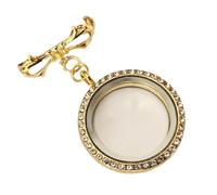 QINZITAO Spilla a farfalla con cristalli e scomparto per foto, elegante accessorio per eventi formali