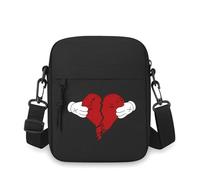 QIOEURYU Borsa a tracolla monospalla cuore spezzato cartone animato mani che tengono uomini donne cartone animato anime film stampa design unisex tempo libero all'aperto
