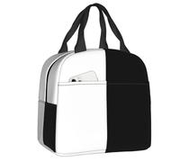 QIOEURYU Borsa per Pranzo Bianco e nero Split Cooler Termico Isolato Lunch Box per le donne Food Tote Bags per Campeggio,Picnic,Scuola,Ufficio