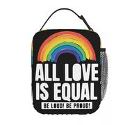 QIOEURYU Borsa unisex classica Tutto l'amore è uguale orgoglio Equal Rights Borse per pranzo isolate arcobaleno Scatola per alimenti per picnic Refrigeratore termico Bento Box all'aperto