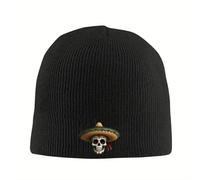 QIOEURYU Classico Berretto a Maglia Messicano con Zucchero Keep Warm Waterproof Windproof Inverno Caldo con Design di Sombrero Costume da Festa Day of The Dead per Campeggio Escursioni