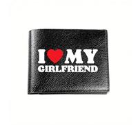 QIOEURYU Portafoglio per uomini donne Amo la mia ragazza Design del cuore Business Uomo Casual Semplice Pratica Stampa PU