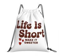 QIOEURYU Zaini La vita è breve Moda portatile con coulisse Borse Articoli vari BookBags per viaggi Scuola Tempo libero Regali per le vacanze all'aperto