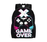 QIOEURYU Zaino Custom Game Over Gaming Gamer Laptop Uomo Donna Bookbag di base per la scuola Studente universitario Controller per videogiochi Borsa per tempo libero Regali per le vacanze all'aperto