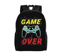 QIOEURYU Zaino Gioco personalizzato Gamer Game Over School College Student Bookbag si adatta a 15 pollici Laptop Video Game Controller Borse Loisirs All'aperto Regali di Vacanza