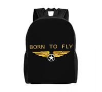 QIOEURYU Zaino Personalizzato Nato Per Volare Pilota di Volo Scuola di Viaggio Computer Bookbag Flying Aviation College Student Daypack Borse Tempo libero Regali per le vacanze all'aperto