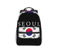 QIOEURYU Zaino Seoul Corea del Sud Hangul Bandiera Coreana Daypack Grande Capacità Ragazzi Ragazze BookBag Scuola Borsa A Tracolla per Uomini Donne Regali di Festa
