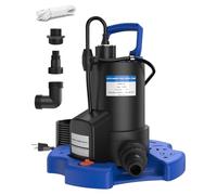 QIOMALA Pompa automatica per copertura della piscina - 1 pompa dell'acqua HP 3500 GPH sopra il pavimento con valvola di ritegno, 3 adattatori e cavo di alimentazione extra lungo da 29,5 piedi, pompa