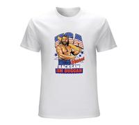 QIONG YANG Men's Hacksaw Jim Duggan USA Classic Retro Wrestling T Shirt T-Shirt WhiteL