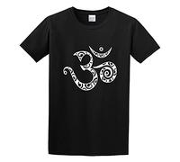QIONG YANG Om Mantra Zen Buddhism Meditation Japan Japanese Spiritual Symbol Cotton Shirt Men's T Shirt T-Shirt Black L