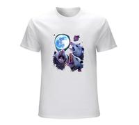 QIONG YANG Three Opossums Howling at The Moon Funny Pet Possums Lovers T-Shirt T-Shirt WhiteM