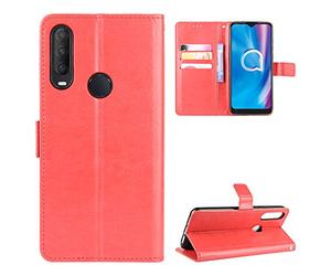 QiongniAN Cover per Alcatel 1V 2020 5007U,Custodia per Alcatel 3L 2020 5029D,Custodia per Alcatel 1S 2020 5028A 5028D 5028Y Custodia Portafoglio in Pelle Flip Case Red