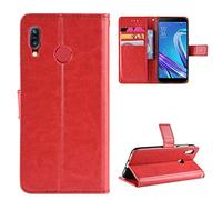 QiongniAN Cover per ASUS ZenFone Max M1 ZB555KL,Custodia per ASUS ZenFone Max M1 ZB556KL Custodia Portafoglio in Pelle Flip Case Red