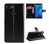 QiongniAN Cover per ASUS Zenfone Max Plus ZB570TL,Custodia per ASUS ZenFone Max Plus M1 X018D / ZenFone Pegasus 4S ZB570TL Custodia Portafoglio in Pelle Flip Case Black