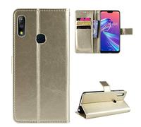 QiongniAN Cover per ASUS ZenFone Max PRO M2,Custodia per ASUS ZenFone Max PRO M2 ZB631KL ZB630KL X01BDA Custodia Portafoglio in Pelle Flip Case Gold
