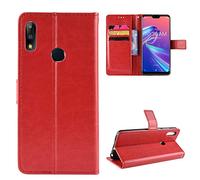 QiongniAN Cover per ASUS ZenFone Max PRO M2,Custodia per ASUS ZenFone Max PRO M2 ZB631KL ZB630KL X01BDA Custodia Portafoglio in Pelle Flip Case Red