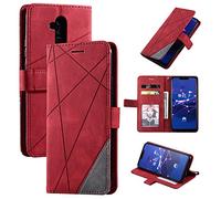 QiongniAN Cover per Huawei Maimang 7,Custodia in Pelle Custodia per Huawei Mate 20 Lite SNE-L01 SNE-L03 SNE-LX1 SNE-L21 SNE-LX2 SNE-L22 SNE-LX3 SNE-L23 SNE-AL00 Custodia Cover Case Red