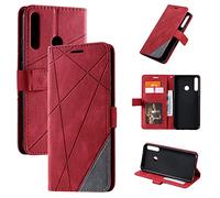 QiongniAN Cover per Huawei P40 Lite E,Custodia per Huawei P40 Lite E ART-L29 ART-L29N Custodia Protettiva in Pelle Case Cover Red