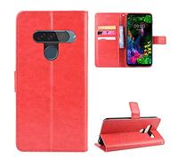 QiongniAN Cover per LG G8S ThinQ,Custodia per LG LMG810EAW G8S ThinQ / LMG810EA Custodia Portafoglio in Pelle Flip Case Red
