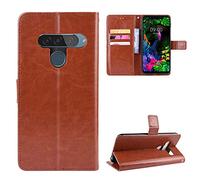 QiongniAN Cover per LG G8S ThinQ,Custodia per LG LMG810EAW G8S ThinQ / LMG810EA Custodia Portafoglio in Pelle Flip Case Brown